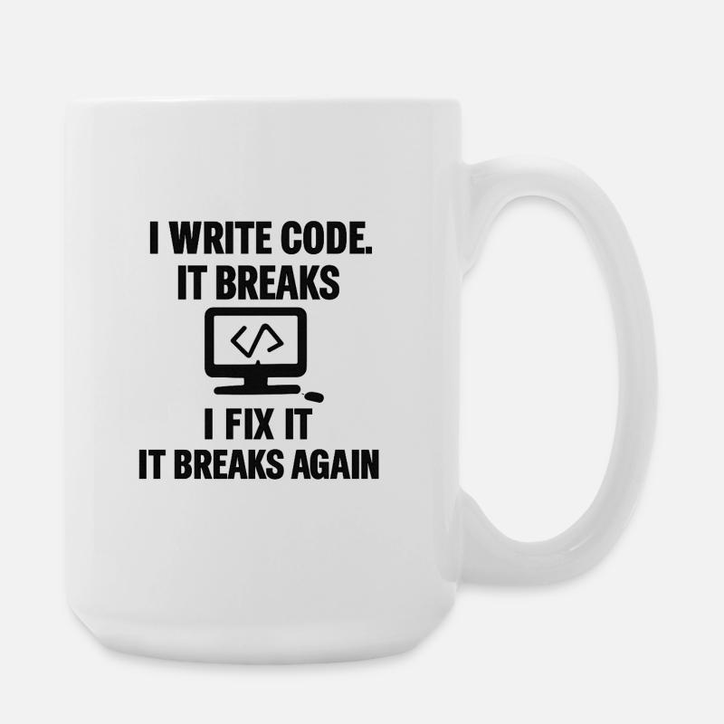 I Write Code – Funny Programmer T-Shirt - Große Tasse 440 ml - Weiß