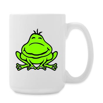 Grenouille Crapaud Sourire Drôle Bande dessinée Heureux Mignon - Grande tasse 440 ml - blanc - Droite