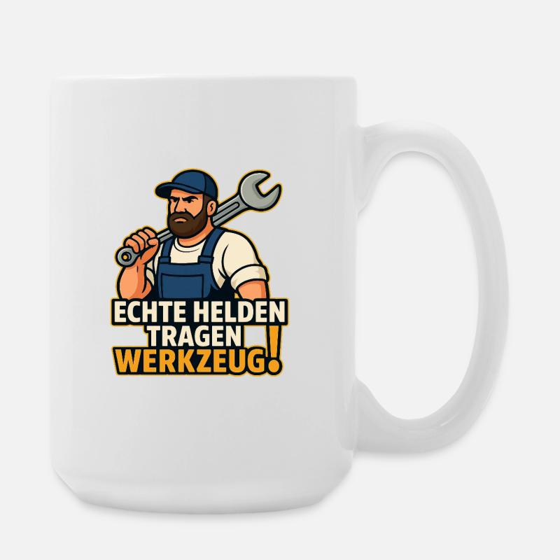 Echte Helden Tragen Werkzeug - Große Tasse 440 ml - Weiß