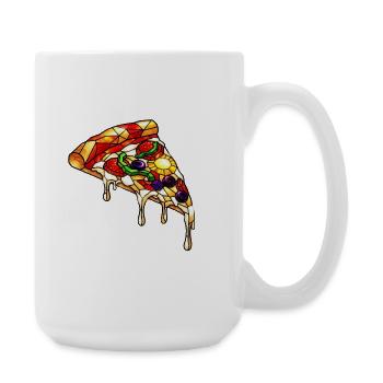 Bunte Pizza bunter mix: Alles Drauf im Comic-Stil - Große Tasse 440 ml - Weiß - Rechts