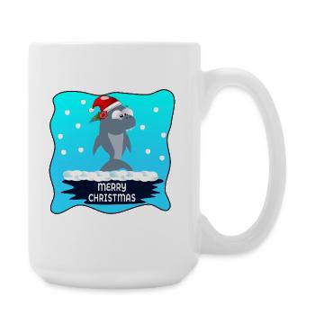 FROHE WEIHNACHTEN WÜNSCHE SHARK - Große Tasse 440 ml - Weiß - Rechts