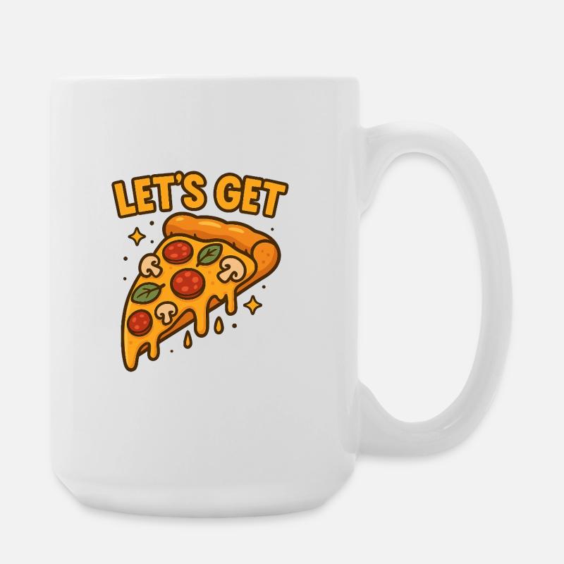Funny Pizza Slice Let’s Get Design - Große Tasse 440 ml - Weiß