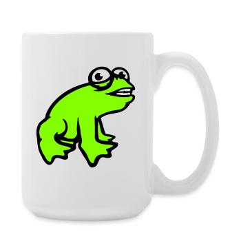 Frosch grinst cool lustig Comic verrückte Kröte - Große Tasse 440 ml - Weiß - Rechts