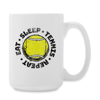 Tennis eat sleep Tennis Repeat Ball Hoodie - Large Mug 440 ml - white - Right