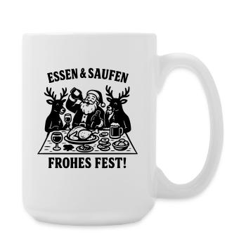 Weihnachten Gelage Essen und Saufen Santa Claus - Große Tasse 440 ml - Weiß - Rechts