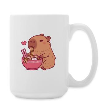 Cute Capybara Loves Eating Ramen Noodles - Large Mug 440 ml - white - Right