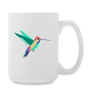 Colorful Geometric Hummingbird Art - Large Mug 440 ml - white - Right