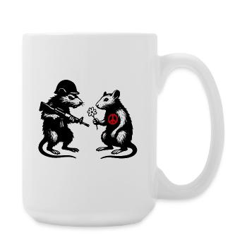 War and Peace | Rats Banksy Street Art Style - Large Mug 440 ml - white - Right
