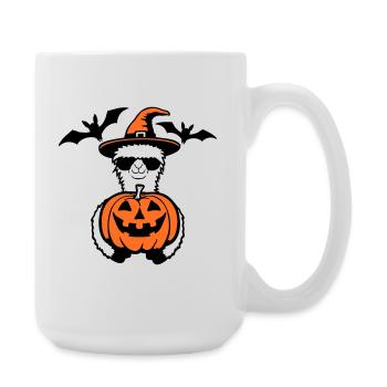 Lama Cool Halloween Lunettes de soleil citrouille Chapeau de sorcière - Grande tasse 440 ml - blanc - Droite