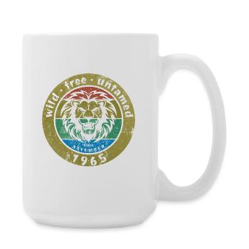 60. Geburtstag Wild, free & untamed since 11/1965 - Große Tasse 440 ml - Weiß - Rechts