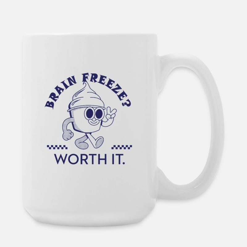 Brain Freeze Worth It – Lustiges Eiscreme Design - Large Mug 440 ml - white