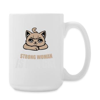 Derrière chaque femme forte se trouve son chat Spruch Katze - Grande tasse 440 ml - blanc - Droite