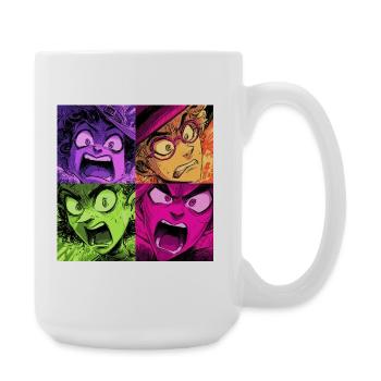 Farbenexplosion Schreie Collage Hexen - Große Tasse 440 ml - Weiß - Rechts