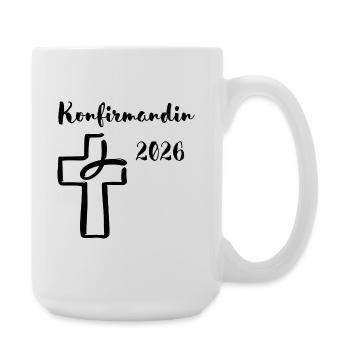 Konfirmandin 2026 Konfirmation Kreuz und Fisch - Große Tasse 440 ml - Weiß - Rechts