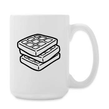Waffle Sketch – Cute Minimalist Food Motif - Large Mug 440 ml - white - Right