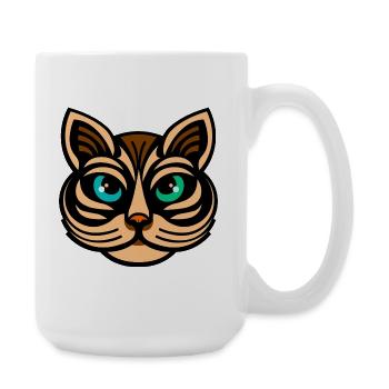 Mystic Dual-Eyed Cat Illustration - Large Mug 440 ml - white - Right