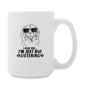 Funny Beagle Sketch Art Dog Dad Watercolor Design - Large Mug 440 ml - white - Right