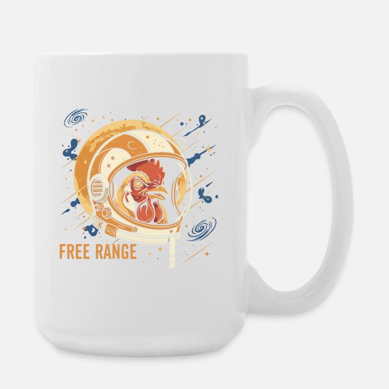 Space chicken in astronaut helmet - Large Mug 440 ml - white