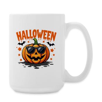 Halloween Kürbis mit Sonnenbrille - Große Tasse 440 ml - Weiß - Rechts