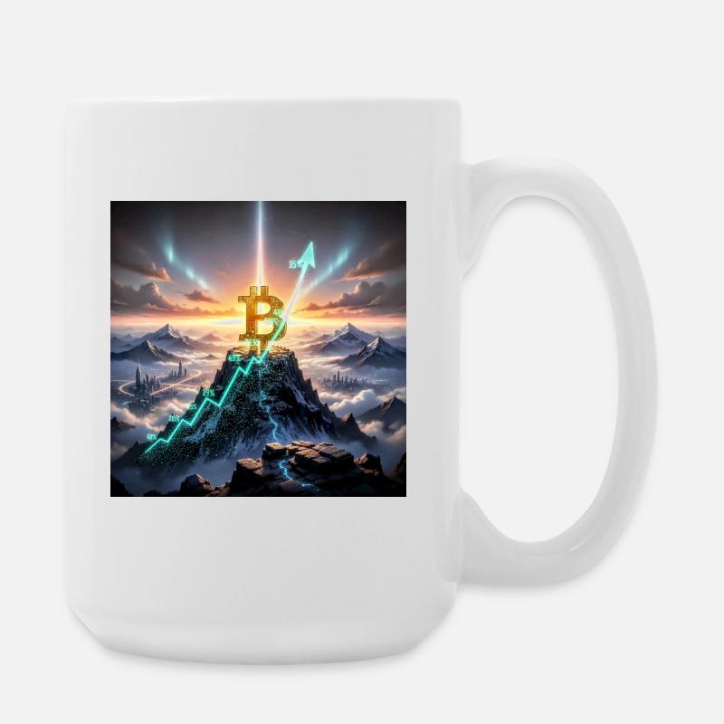 Bitcoin Gipfelaufstieg 3D - Große Tasse 440 ml - Weiß