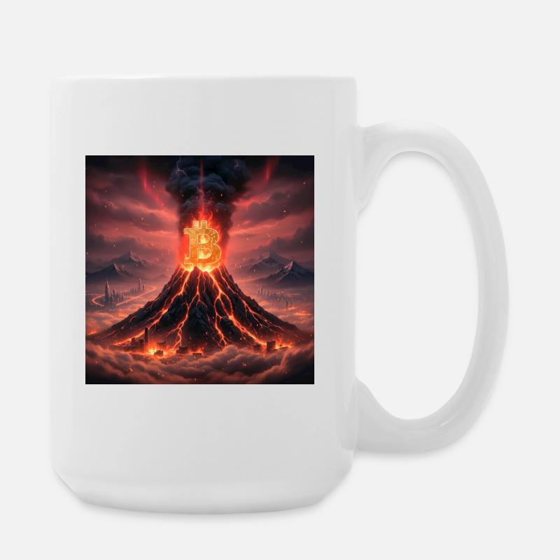 Éruption du volcan Bitcoin - Grande tasse 440 ml - blanc