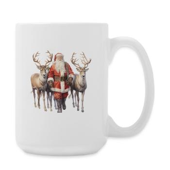 Der Weihnachtsmann und die eleganten Zügel - Große Tasse 440 ml - Weiß - Rechts