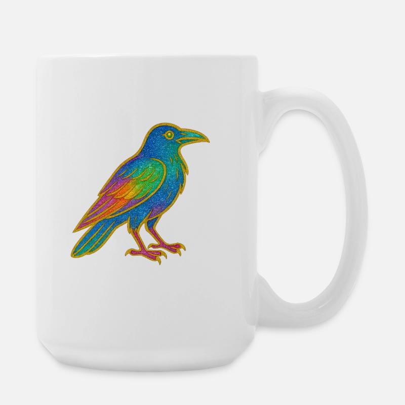 Regenbogenrabe Patchdesign - Große Tasse 440 ml - Weiß