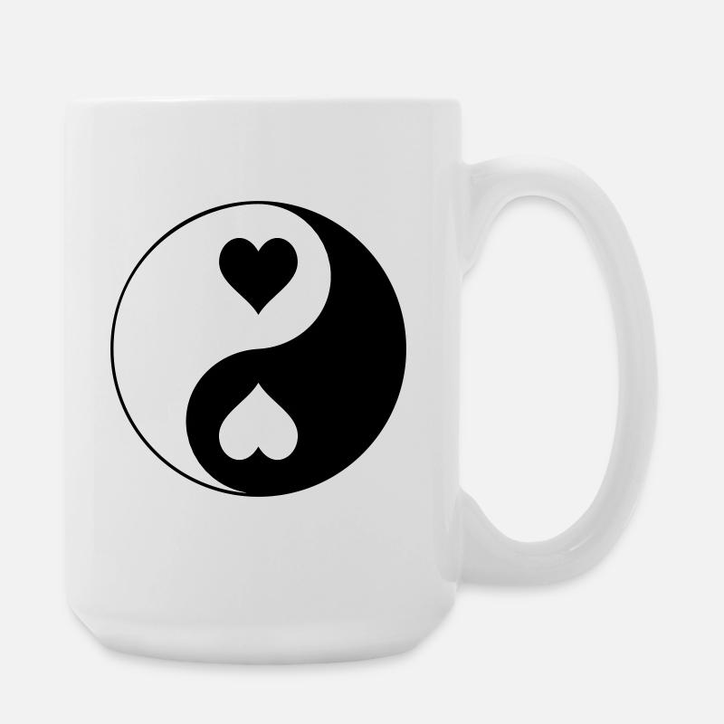 Herz YinYang Kontrast - Große Tasse 440 ml - Weiß
