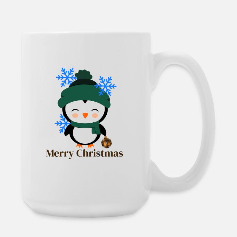 Winter penguin with snowflakes - Large Mug 440 ml - white