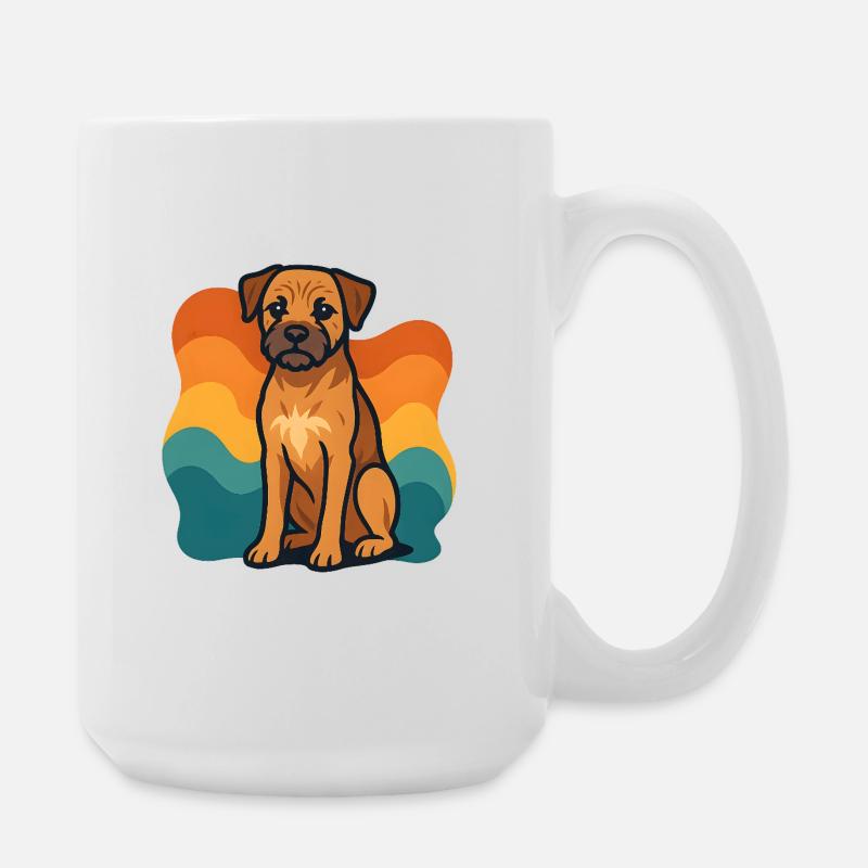 Colorful Border Terrier Dog with Wave Pattern - Large Mug 440 ml - white