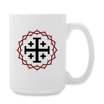 Jerusalem Cross and Crown of thorns - Large Mug 440 ml - white - Right