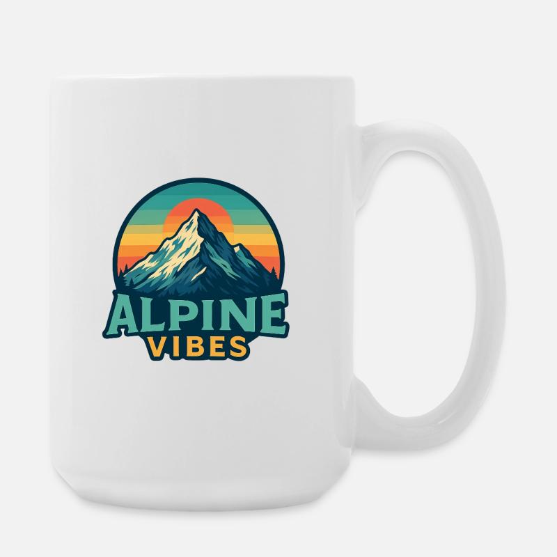 Alpine Vibes Bergmotiv Retro Sunset - Große Tasse 440 ml - Weiß