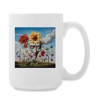 Surreal Sun Head Face - Large Mug 440 ml - white - Right