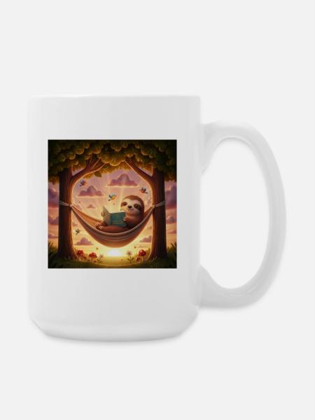 Entspannung Level: Faultier - Große Tasse 440 ml - Weiß