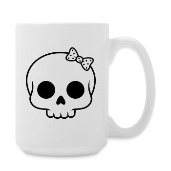 Cute skull with bow | Girly Goth - Large Mug 440 ml - white - Right