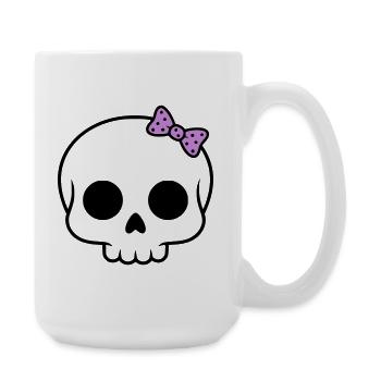 Cute skull with bow | Girly Goth - Large Mug 440 ml - white - Right