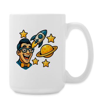 Space enthusiast with glasses - Large Mug 440 ml - white - Right