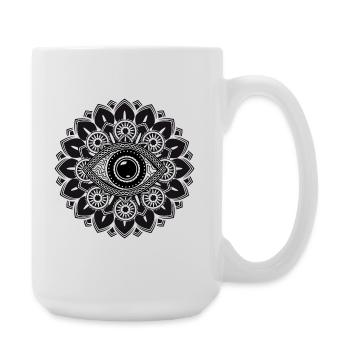 Mystisches Auge im Mandala – spirituelles Symbol - Große Tasse 440 ml - Weiß - Rechts