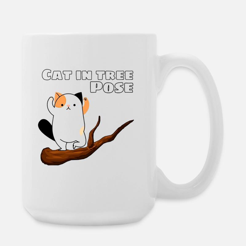 Chat dans la posture de l’arbre - Grande tasse 440 ml - blanc