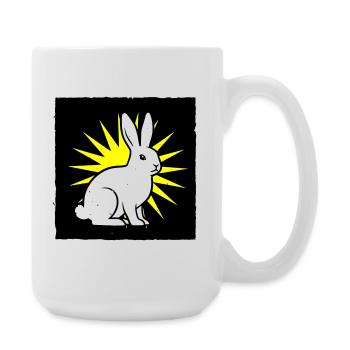 Cool bunny in punk rock & pop art style - Large Mug 440 ml - white - Right