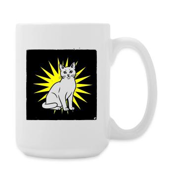 Cool cat in pop art & punk rock style - Large Mug 440 ml - white - Right