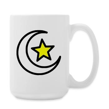 Crescent Moon & Star | Islamic Symbol Line Art - Large Mug 440 ml - white - Right