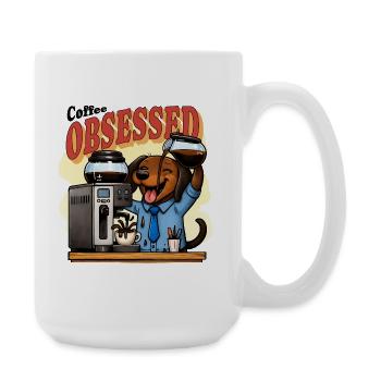 Coffee Obsessed Dachshund Humor - Large Mug 440 ml - white - Right