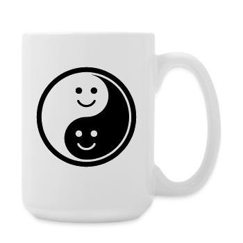 Yin Yang with Smileys | Positive Balance Symbol - Large Mug 440 ml - white - Right