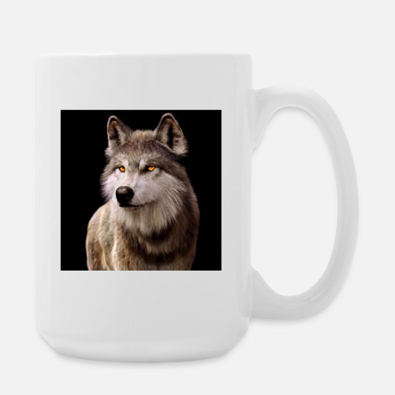 Wolfsblick Bernstein im Dunkel - Große Tasse 440 ml - Weiß