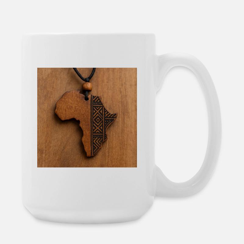 Afrika-Holzgraviertes Stammesmuster - Große Tasse 440 ml - Weiß