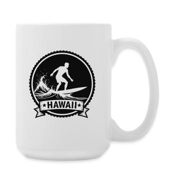 Hawaii Surf Wave Badge - Large Mug 440 ml - white - Right