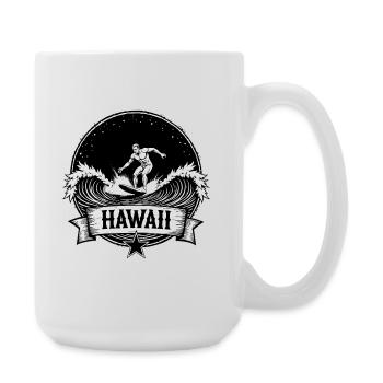 Hawaii Surfer Wellenreiter auf Pazifikwelle - Große Tasse 440 ml - Weiß - Rechts