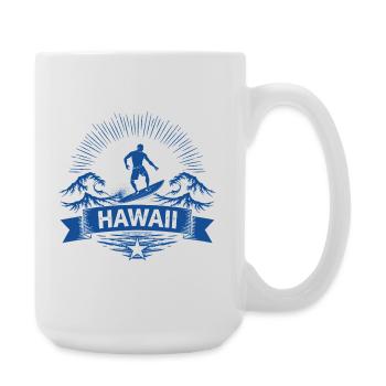 Hawaii Surfer Wellenreiter auf Pazifikwelle - Große Tasse 440 ml - Weiß - Rechts