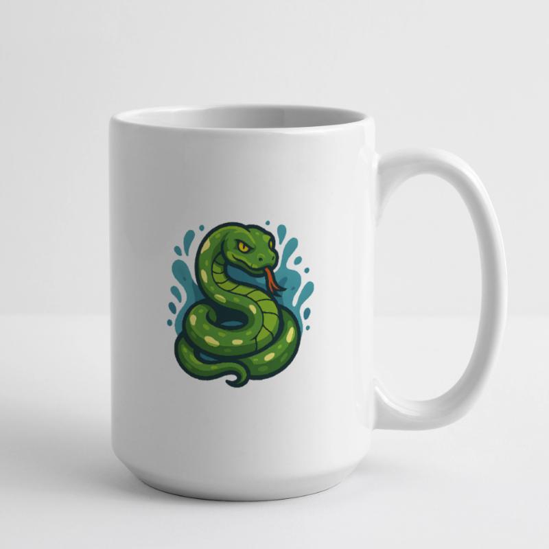 Arbre vert Python serpent en vague Grande tasse 440 ml
